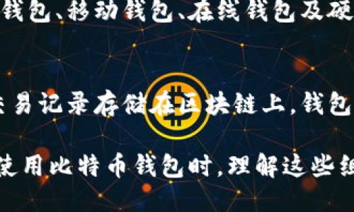 比特币钱包主要由以下几个部分组成：

1. **钱包地址 (Wallet Address)**：
   比特币钱包生成的钱包地址是接收和发送比特币的唯一标识符，类似于银行账户号码。钱包地址是从公钥通过哈希函数和编码生成的，通常以字母数字组合的形式表示。

2. **公钥 (Public Key)**：
   公钥是一个与钱包地址相关联的密钥，用户可以将其透露给他人，用于接收比特币。公钥可以被窥探而不会影响钱包的安全性。

3. **私钥 (Private Key)**：
   私钥是控制比特币钱包并进行交易的关键，用户需要妥善保管。失去私钥意味着失去了对钱包中比特币的控制权。私钥是生成公钥的基础，不能被泄露。

4. **钱包软件 (Wallet Software)**：
   钱包软件是管理比特币交易和与区块链网络交互的应用程序。包括桌面钱包、移动钱包、在线钱包及硬件钱包等多种形式。软件负责存储钱包的公私钥，并提供用户界面进行交易。

5. **区块链 (Blockchain)**：
   虽然区块链本身并不是钱包的一部分，但它是钱包操作的基础。比特币交易记录存储在区块链上，钱包通过区块链节点与比特币网络进行同步，以检索交易历史和余额。

以上部分相互关联，确保用户可以安全便捷地管理和交易比特币。在选择和使用比特币钱包时，理解这些组件是至关重要的。